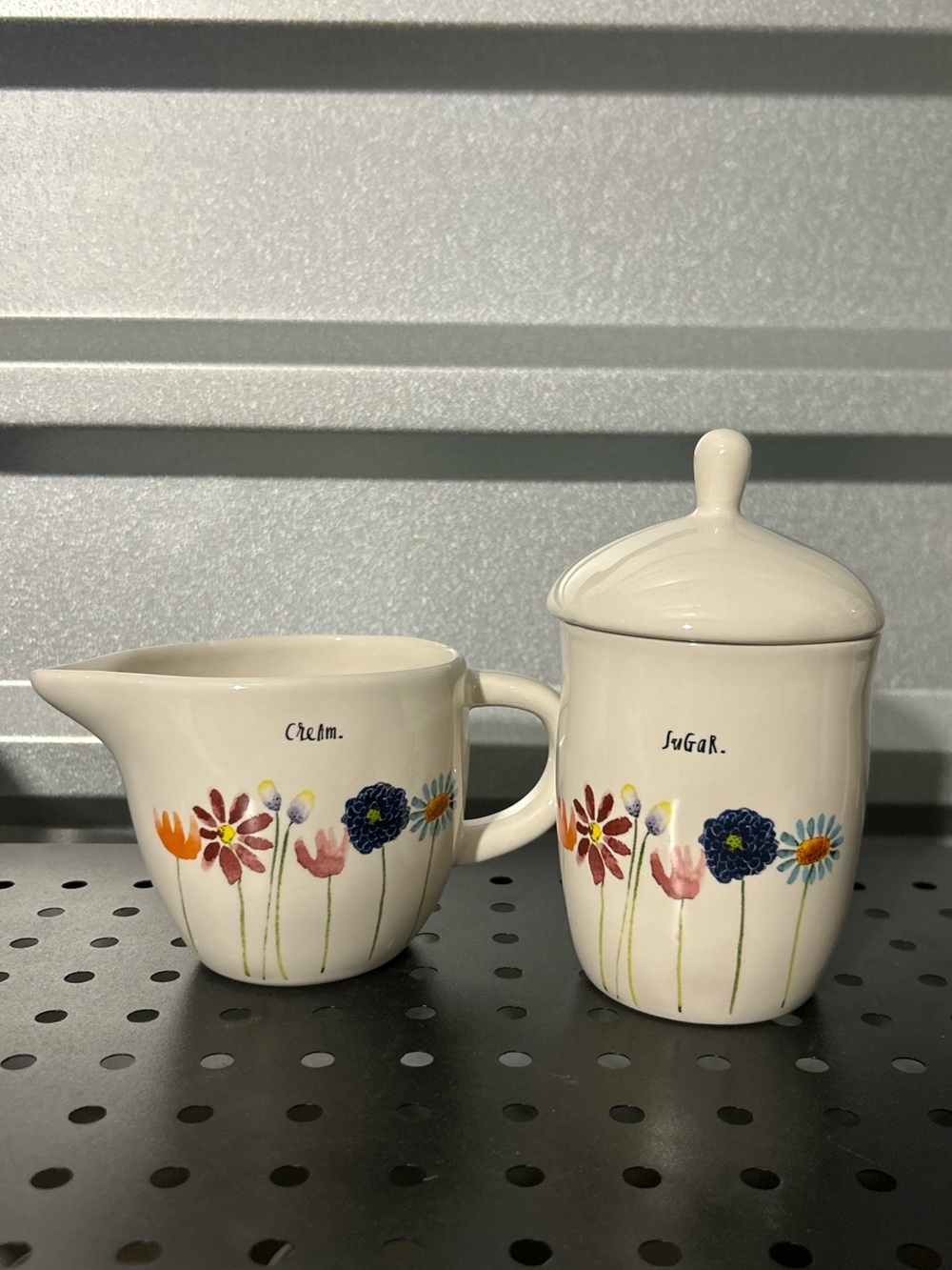 Rae Dunn Bloom Flowers Creamer and Sugar Jar Seth